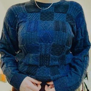 Vintage blue patch work EX-club sweater